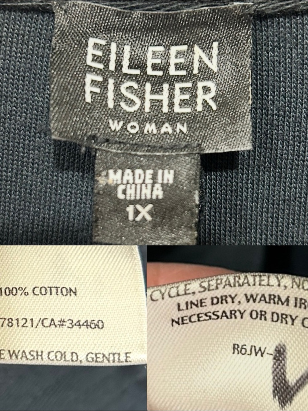 Eileen Fisher Minimalist Black Jacket Casual Luxury Dark Academia Cotton 1X - Picture 4 of 7